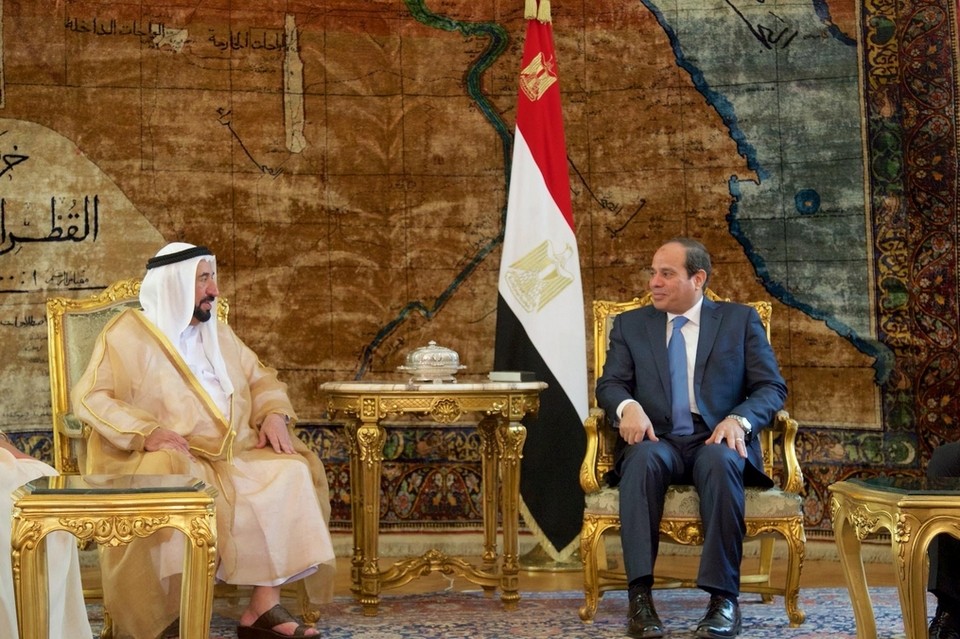 Sultan bin Muhammad al-Qasimi zu Besuch bei Ägyptens Präsident Abdel Fattah Al-Sisi in Kairo; Foto: AP