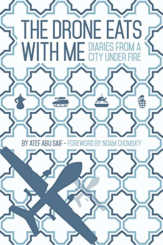 Cover of the book "The Drone Eats with Me" by Atef Abu Saif (source: Comma Press Ltd.)