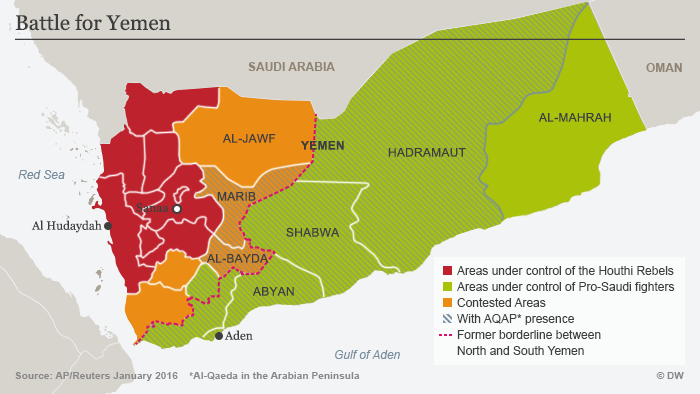 Infographic showing territories held by the warring factions (source: Deutsche Welle)