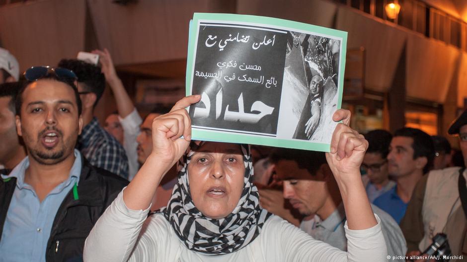 Demonstrators in Morocco protest the death of fishmonger Mouhcine Fikri who was crushed to death