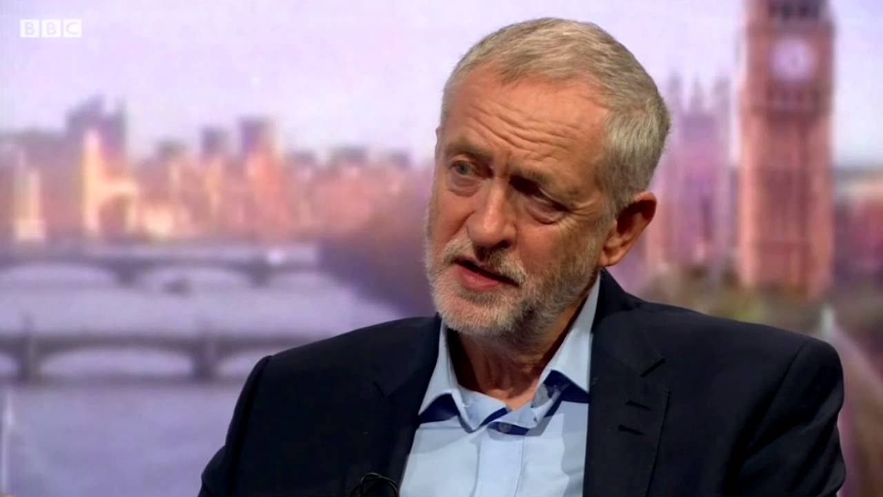 Jeremy Corbyn, leader of the UK Labour party, in interview on the Andrew Marr Show (source: YouTube)