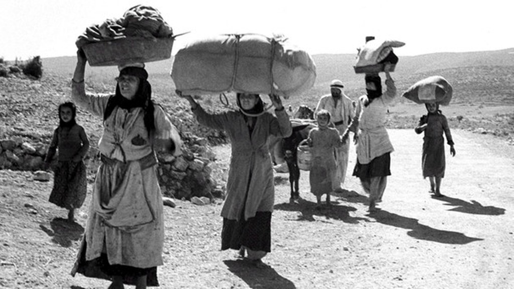 Flüchtende Palästinenser im Verlauf des ersten arabisch-israelischen Krieges; Foto: dpa/picture-alliance