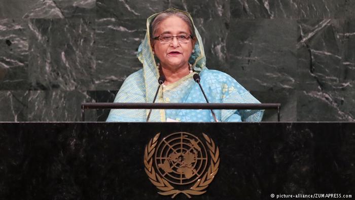 Bangladeschs Ministerpräsidentin Sheikh Hasina spricht vor den UN; Foto: picture-alliance/ZUMAPRESS.com