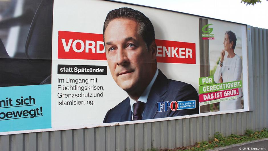 Stimmungsmache gegen Zuwanderer: Wahlplakat der FPÖ mit Kandidat Heinz-Christian Strache; Foto: DW