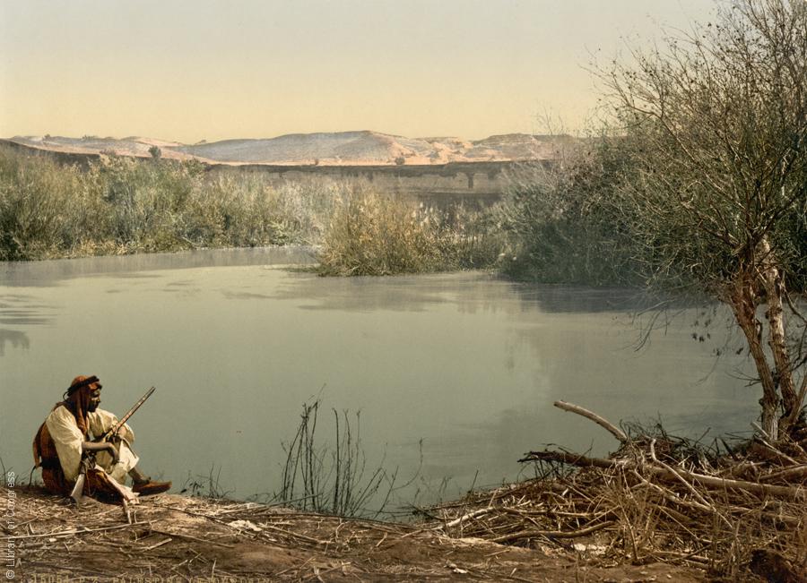 Blick auf den Fluss Jordan, 1890-1900; Foto: Raseef22