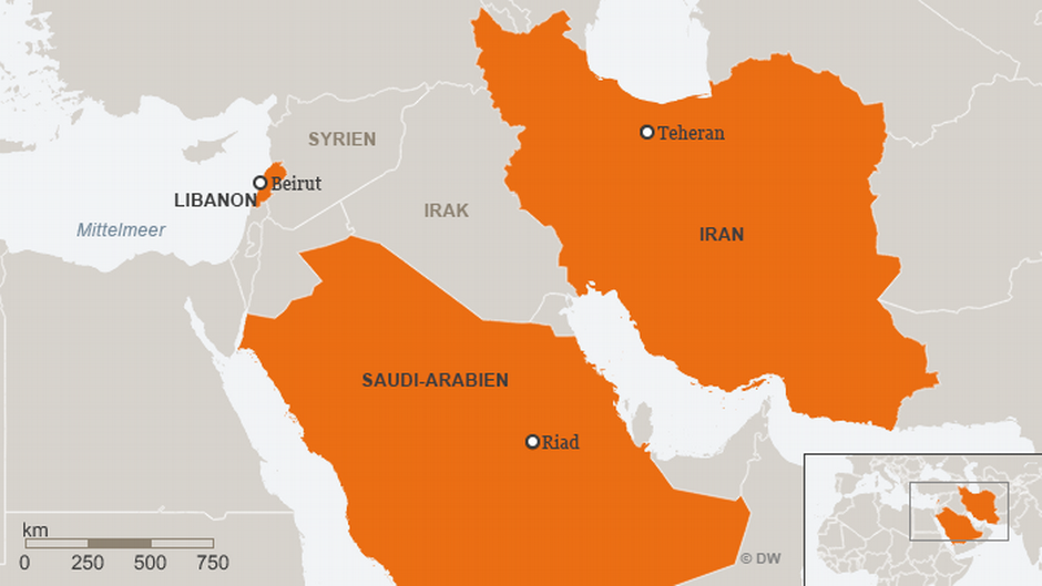 Infografik Saudi-Arabien/Iran/Libanon; Quelle: DW