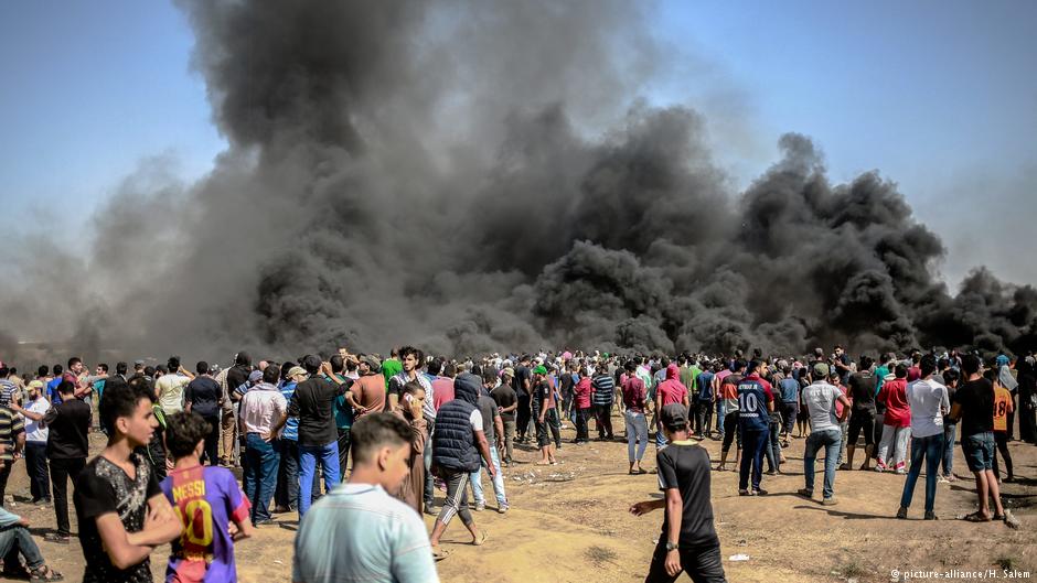 تجدد الاحتجاجات الفلسطينية على حدود قطاع غزة في 8 يونيو / حزيران 2018. Foto: picture-alliance/H.Salem