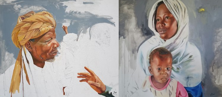 Bildmontage: Porträts des mauretanischen Künstlers Saleh Lô; Foto: Saleh Lô