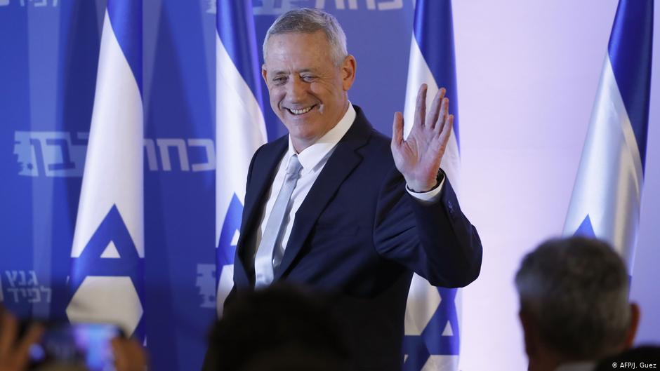 Former chief of staff Benny Gantz at an election rally in Tel Aviv (photo: AFP)