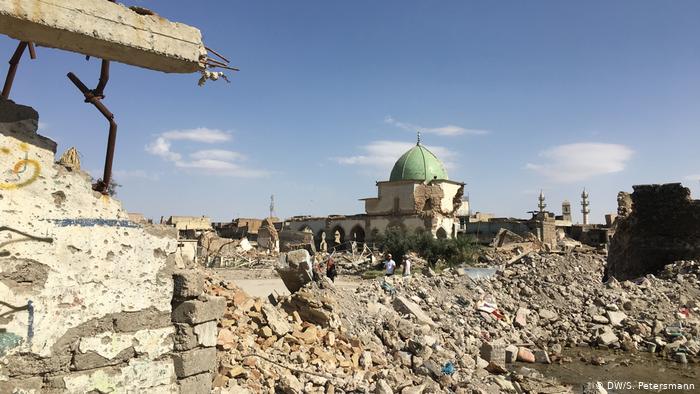 Blick auf die zerstörte Al-Nuri-Moschee von Mossul; Foto: DW