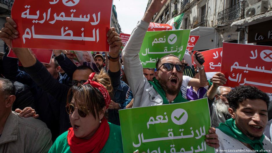 Demonstration of the 112th Friday in Algeria. The demonstrators of Hirak, a popular protest movement born on February 22, 2019 marched in the streets of Algiers to reiterate their refusal to the early legislative elections on 12 June and demand the independence of the judiciary as well as the release of the Hirak detainees, 9 April 2021 (photo: Louiza Ammi/ABACAPRESS.COM)