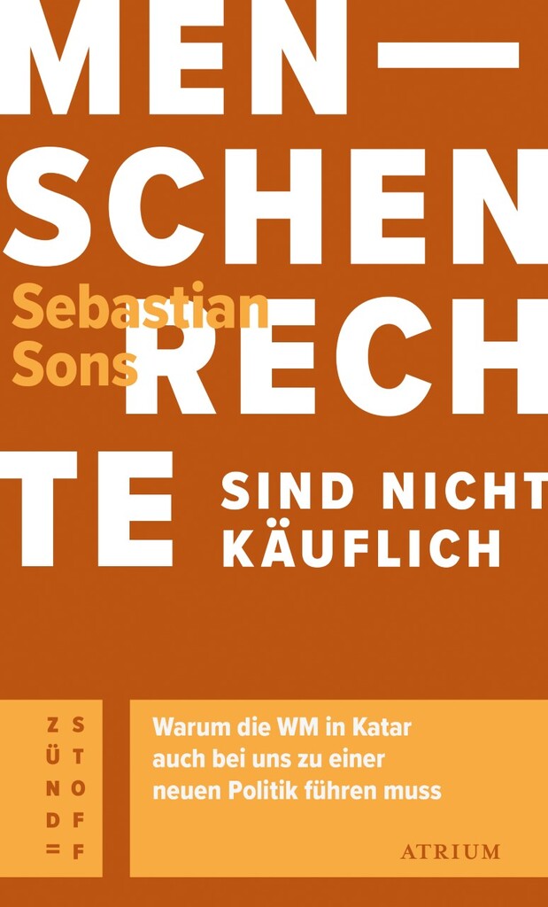 Cover of Sebastian Son's "Menschenrechte sind nicht kauflich", published in German by Atrium (source: publisher)