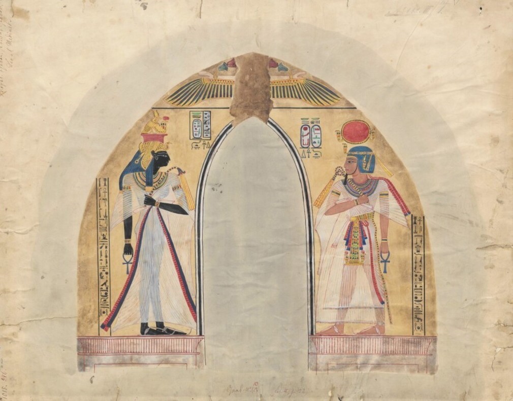 Amenophis I and his mother Ahmes-Nefertari on a tomb painting from the sixteenth century B.C. (image: Berlin-Brandenburg Academy of Sciences and Humanities)