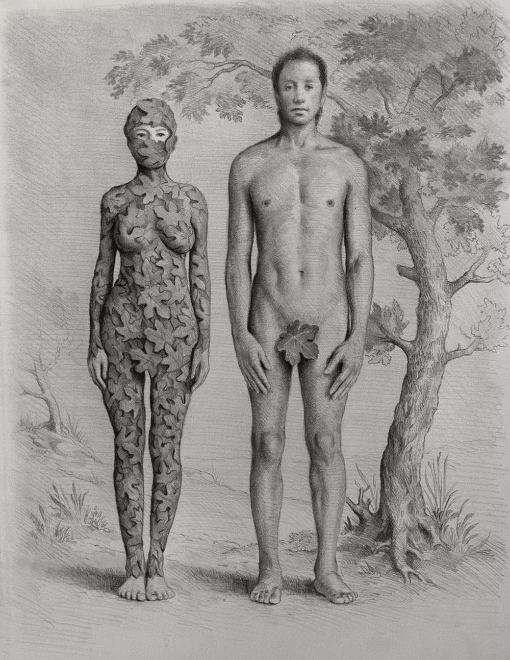 لوحة "آدم وحواء" للفنان الإيراني رؤوف حقيقي. "Adam And Eve" by Raoof Haghighi c/o A Gallery, London, UK