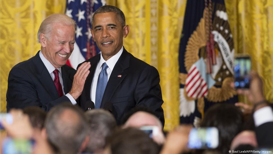 نائب الرئيس الأمريكي جو بايدن والرئيس باراك أوباما. USA Vizepräsident Joe Biden und Präsident Barack Obama Foto Getty Images