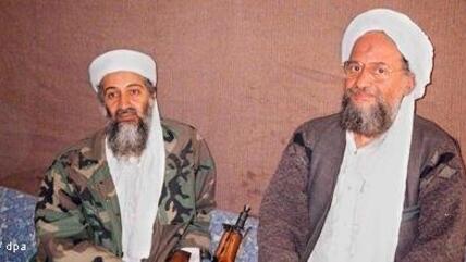Bin Laden und Ayman al-Zawahiri in Afghanistan am 8. Novemer 2001; Foto: dpa