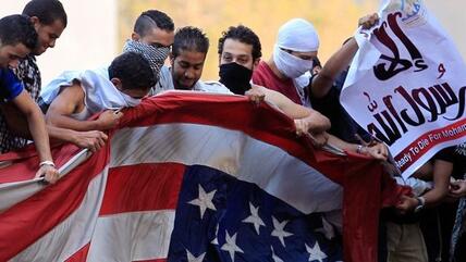 Anti-American protests on the compound of the American embassy in Cairo (photo: Reuters)