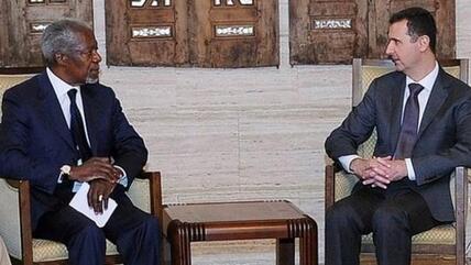 Kofi Annan bei Baschar al-Assad; Foto: dpa
