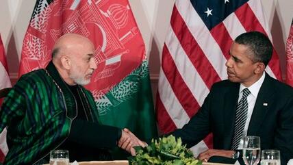 US-Präsident Obama und der afghanische Präsident Karsai; Foto: Pablo Martinez Monsivais, AP/dapd