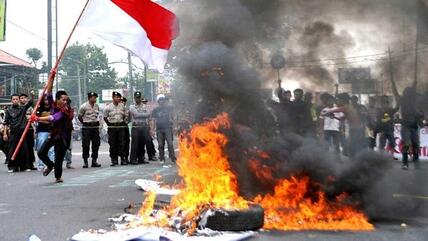 Proteste gegen Indonesiens Wirtschaftspolitik von Präsident Susilo Bambang Yudhoyono; Foto: AP