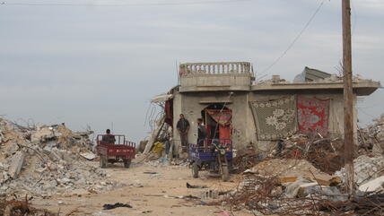 Um Fadi Al-Najjar's house in the Gaza border town of Khuza'a