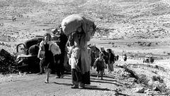 An handout picture provided by the Israeli Goverment Press Office on 4 May 2008 shows Arabs fleeing with just the possessions they are able to carry as they make their way toward Lebanon from villages in the Galilee during Israel's 1948 War of Independence
