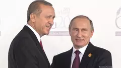 رئيس تركيا رجب طيب إردوغان ورئيس روسيا فلاديمير بوتين.