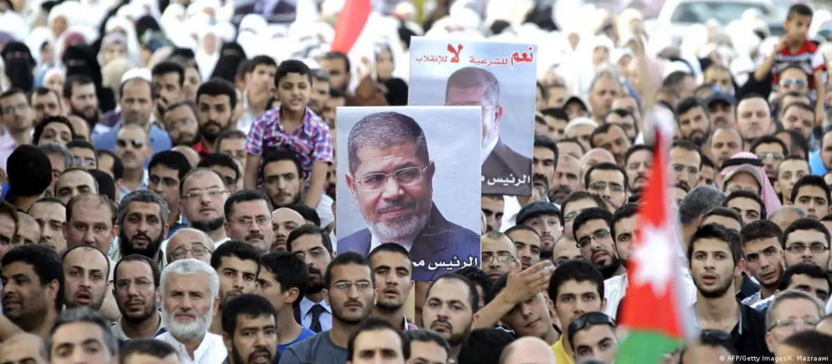 Protestveranstaltung von Anhängern des gestürzten ägyptischen Präsidenten Mohamed Mursi nach dessen Sturz, Amman, Dezember 2014