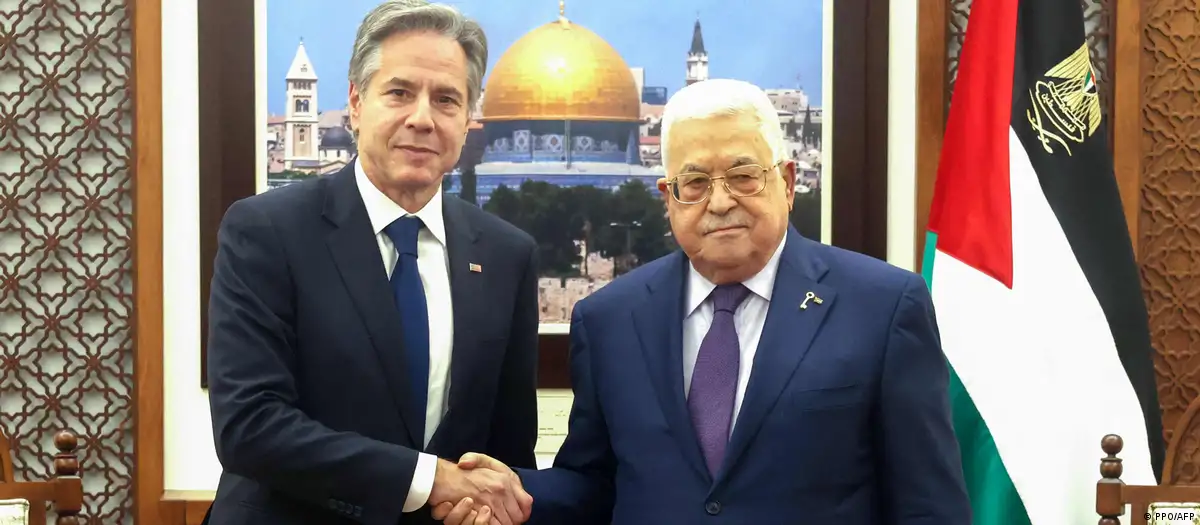 US-Außenminister Blinken mit Palästinenserpräsident Mahmud Abbas in Ramallah.