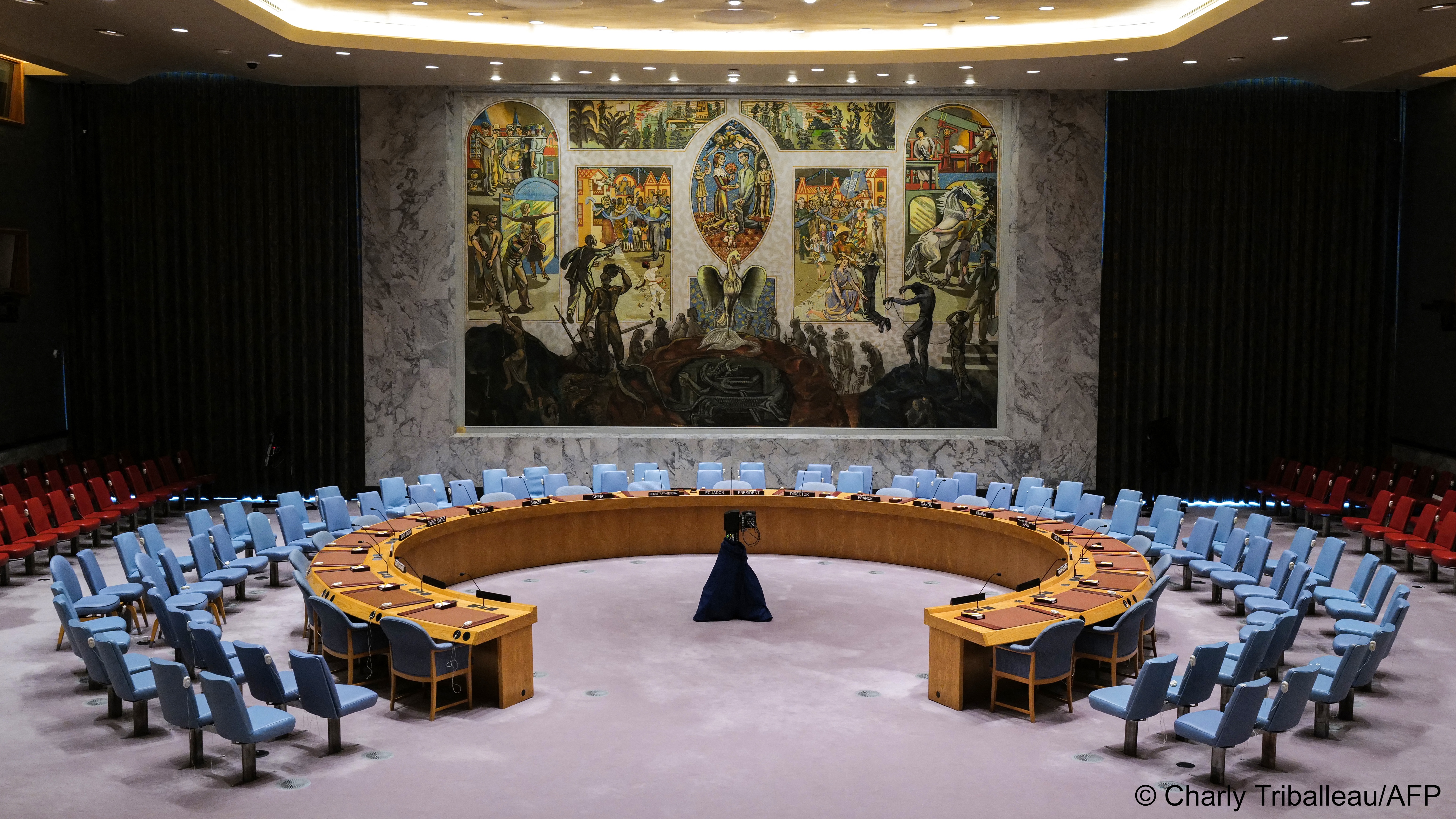 The UN Security Council chamber at UN headquarters in New York 