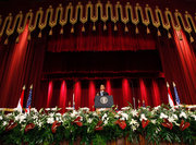 Barack Obama addressing an audience at Cairo University