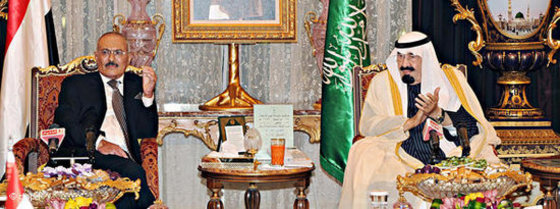 Jemens Präsident Saleh (links) und König Abdullah von Saudi-Arabien; Foto: dpa