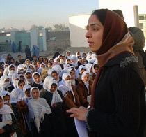 Malalai Joya visits a girls school in the Farah province of Afghanistan