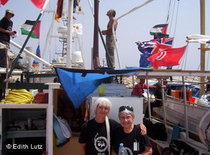 Edith Lutz on one of the ships heading for Gaza (photo: Edith Lutz)