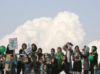 Mousavi supporters demonstrating in Tehran (photo: AP)