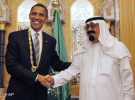 Barack Obama and Saudi Arabia's King Abdullah (photo: AP)