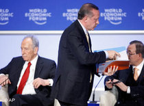 Erdogan leaving the podium in Davos (photo: AP)