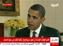 Barack Obama being interviewed by the Arab broadcaster Al Arabiya (photo: DW)