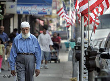 A Muslim man makes his way along Coney Island Avenue, in the Midwood neighborhood of the Brooklyn borough of New York (photo: AP)