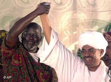 Garang (left) and Bashir (photo: AP)