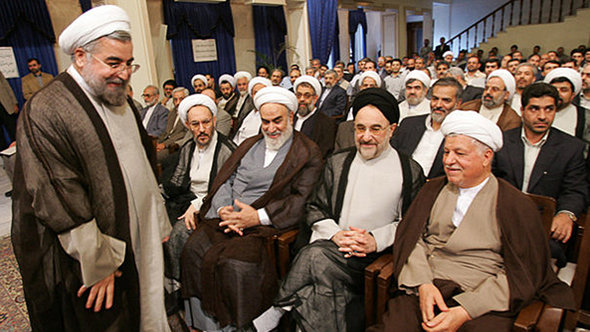 Iranischer Präsident Hassan Rohani mit den beiden früheren Präsidenten Mohammad Khatami und Haschemi Rafsandschani, Foto:©Fararu