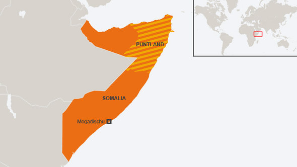 Karte Somalias mit der Region Puntland; Foto: DW