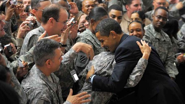 Besuch Obamas im Camp Victory bei Bagdad im April 2009, Foto: AFP