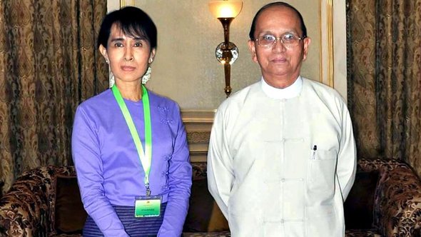 Aung San Suu Kyi und Thein Sein; Foto: EPA/MNA