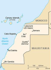 Landkarte der Westsahara, CIA World Fact Book 2002/DW