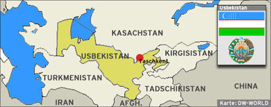 Karte Usbekistans und der angrenzenden zentralasiatischen Staaten; Foto: DW