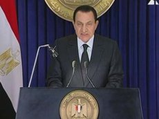 Ägyptens Präsident Hosni Mubarak während einer Rede an die Bevölkerung; Foto: AP