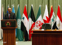 Nuri al-Maliki während der Sicherheitskonferenz in Bagdad; Foto: AP