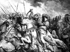 Darstellung einer Schlacht während des 3. Kreuzzuges (1189-1192); Foto: dpa
