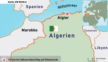 Karte Algeriens mit dem verzeichneten Anschlagsort in Issers; Foto: DW